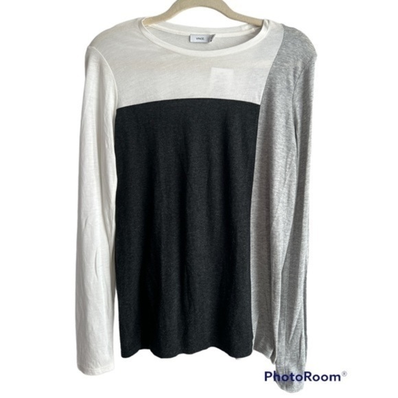 VINCE Colorblock Pima Cotton pullover long sleeve nwt top shirt in Small - Picture 2 of 7